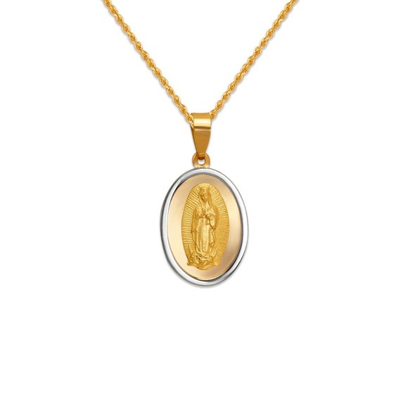 14k REAL GOLD High Polished Guadalupe Pendant - Picture 1 of 2